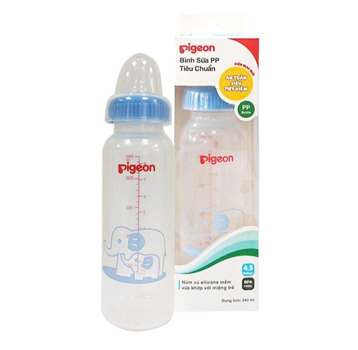 Bình Sữa Pigeon PP Tiêu chuẩn 240ml ( 4 ,5 tháng +)