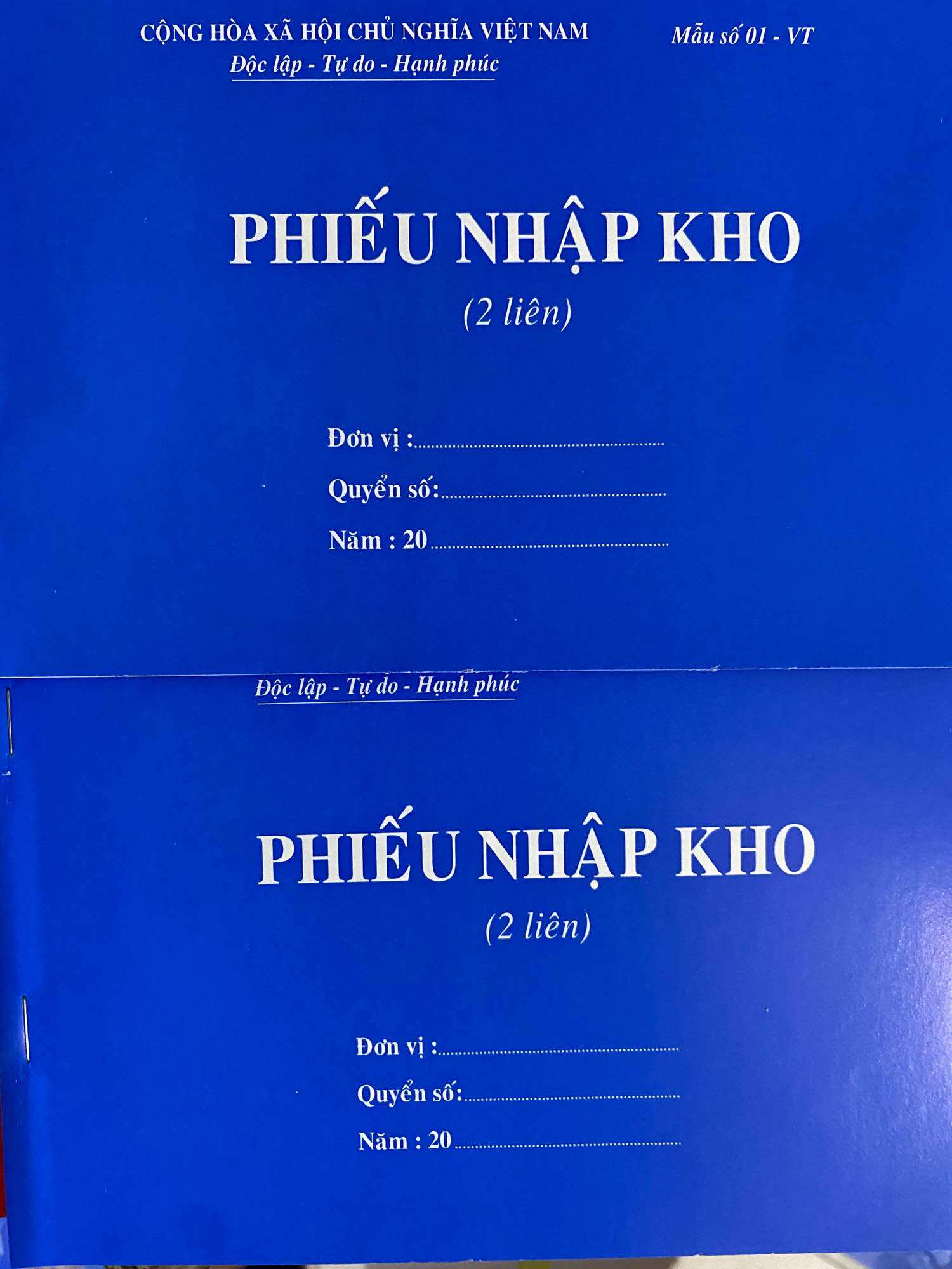 Phiếu nhập kho 2 liên A5 cácbon