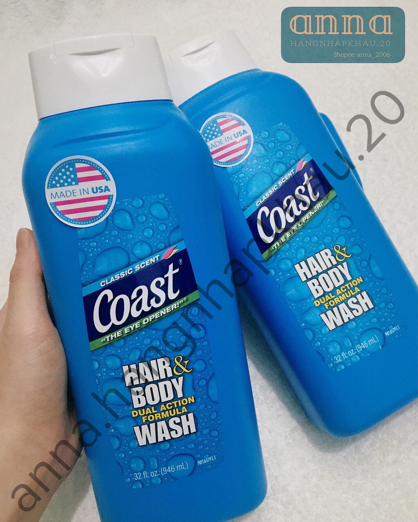 Sữa Tắm Gội COAST MỸ chai 946 ml-Hàng Chính Hãng (MẪU MỚI 2021-nắp mở)