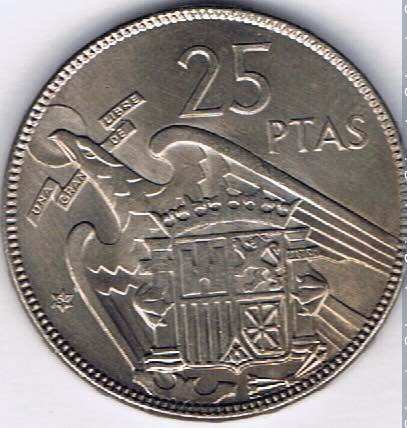 Xu sưu tầm25 pesetas tây ban nha 1957