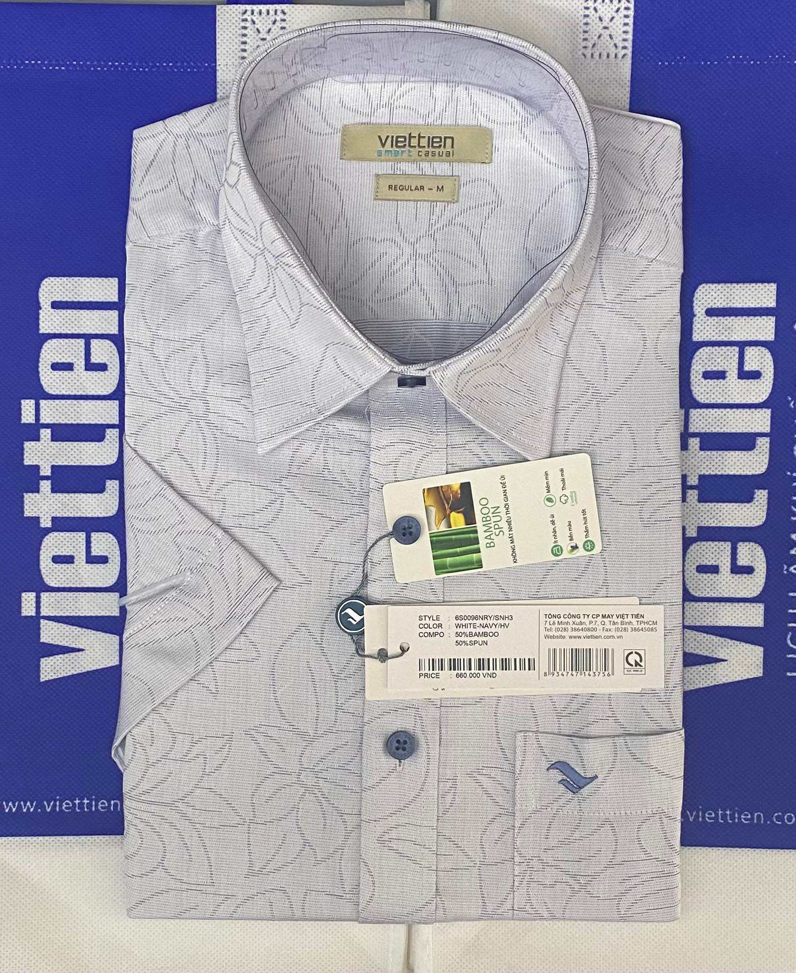 Áo sơ mi tay ngắn lai ngang việt tiến phom Thường REGULAR