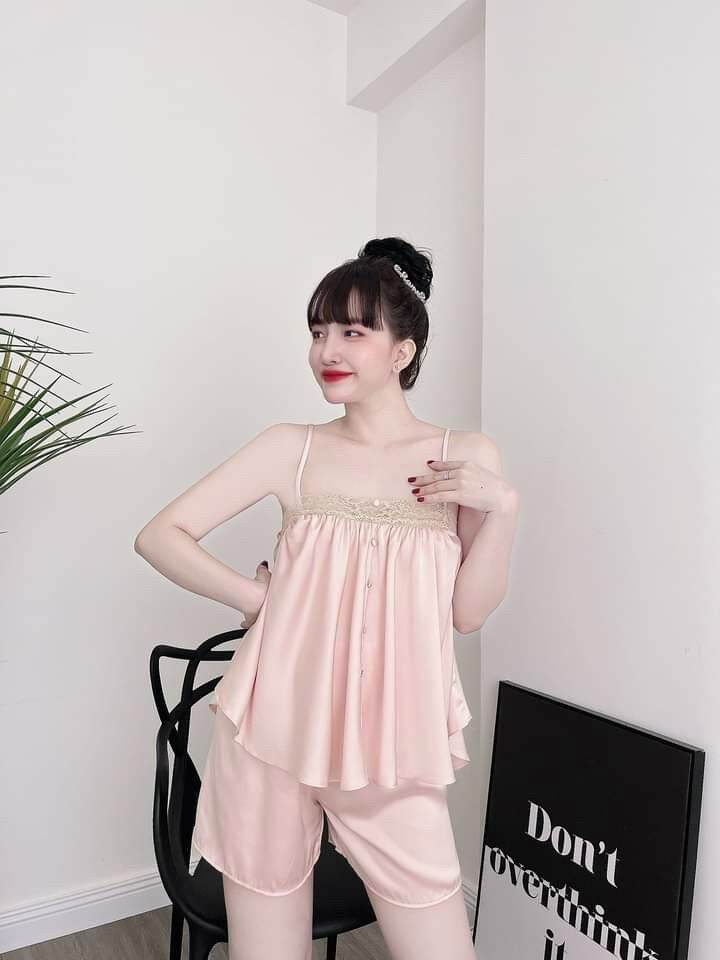 Đồ ngủ nữ sexy 2 dây dễ thương lụa satin cao cấp mặc thoáng mát
