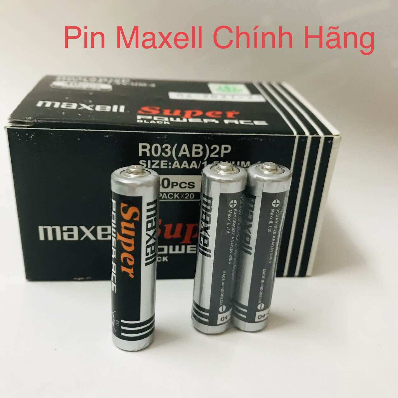 Pin đũa 1.5V MAXELL AAA (3A) đen Super Power Ace nhập khẩu Indonesia dùng cho Remote, chuột máy tính, máy đo tiểu đường, huyết áp, SPO2