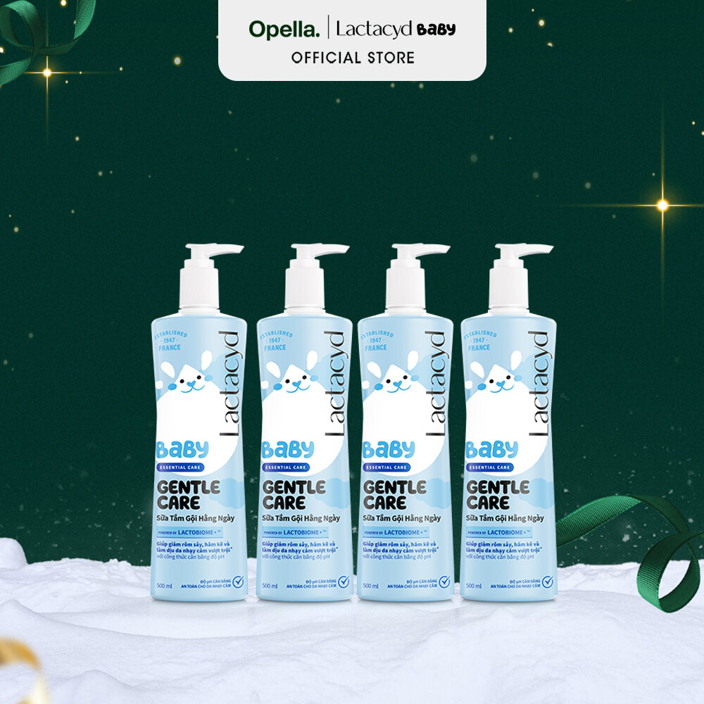  Bộ 4 Sữa Tắm Gội Trẻ Em Lactacyd Baby Gentle Care Bảo Vệ Dịu Nhẹ Cho Làn Da Nhạy Cảm 500ml 