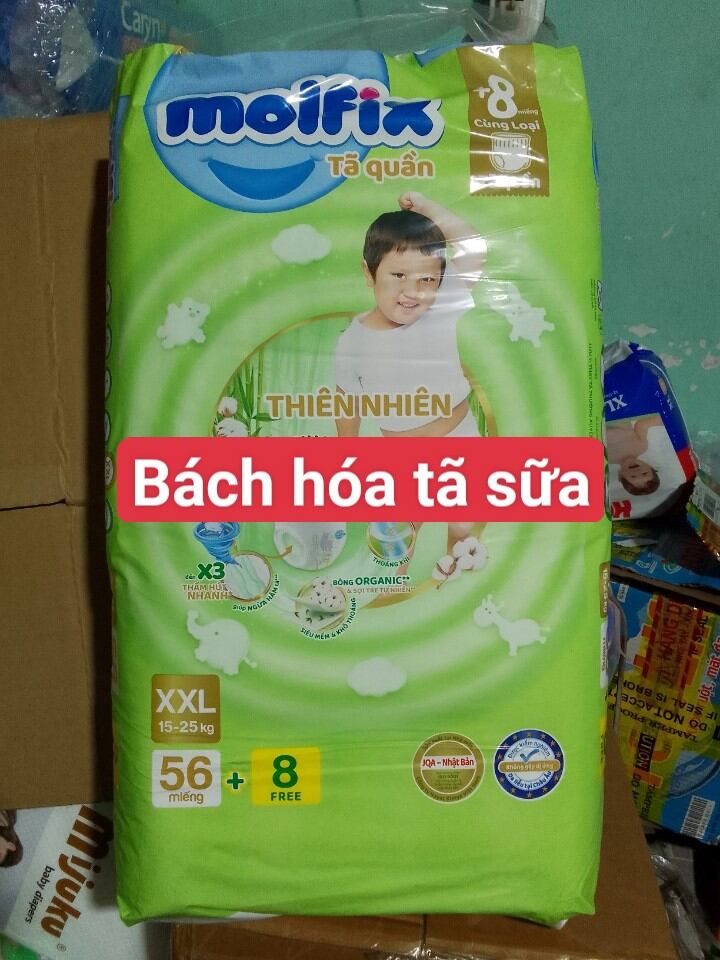 Tã quần molfix xxl 56 +8 miếng từ 15-25kg
