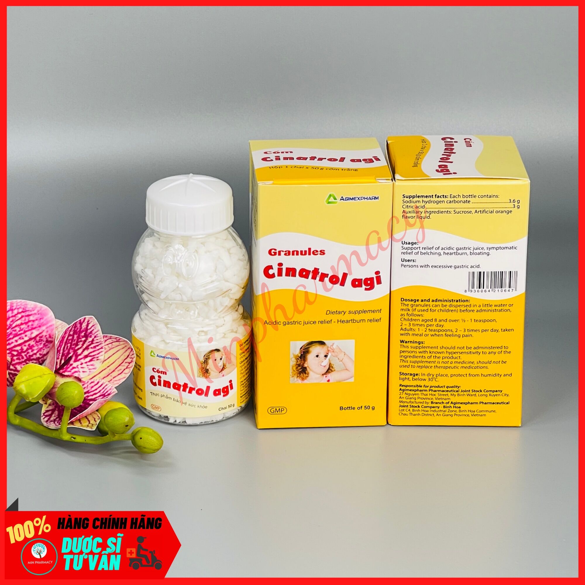 Cốm tiêu hóa trẻ em CINATROL AGI Cốm trắng (chai 50g) - Minpharmacy