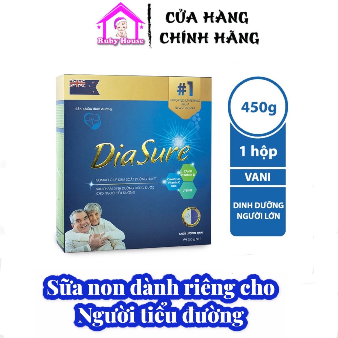 [Hcm][Hộp Giấy 450G] Sữa Non Diasure Dành Cho Người Tiểu Đường Hộp 18 Gói