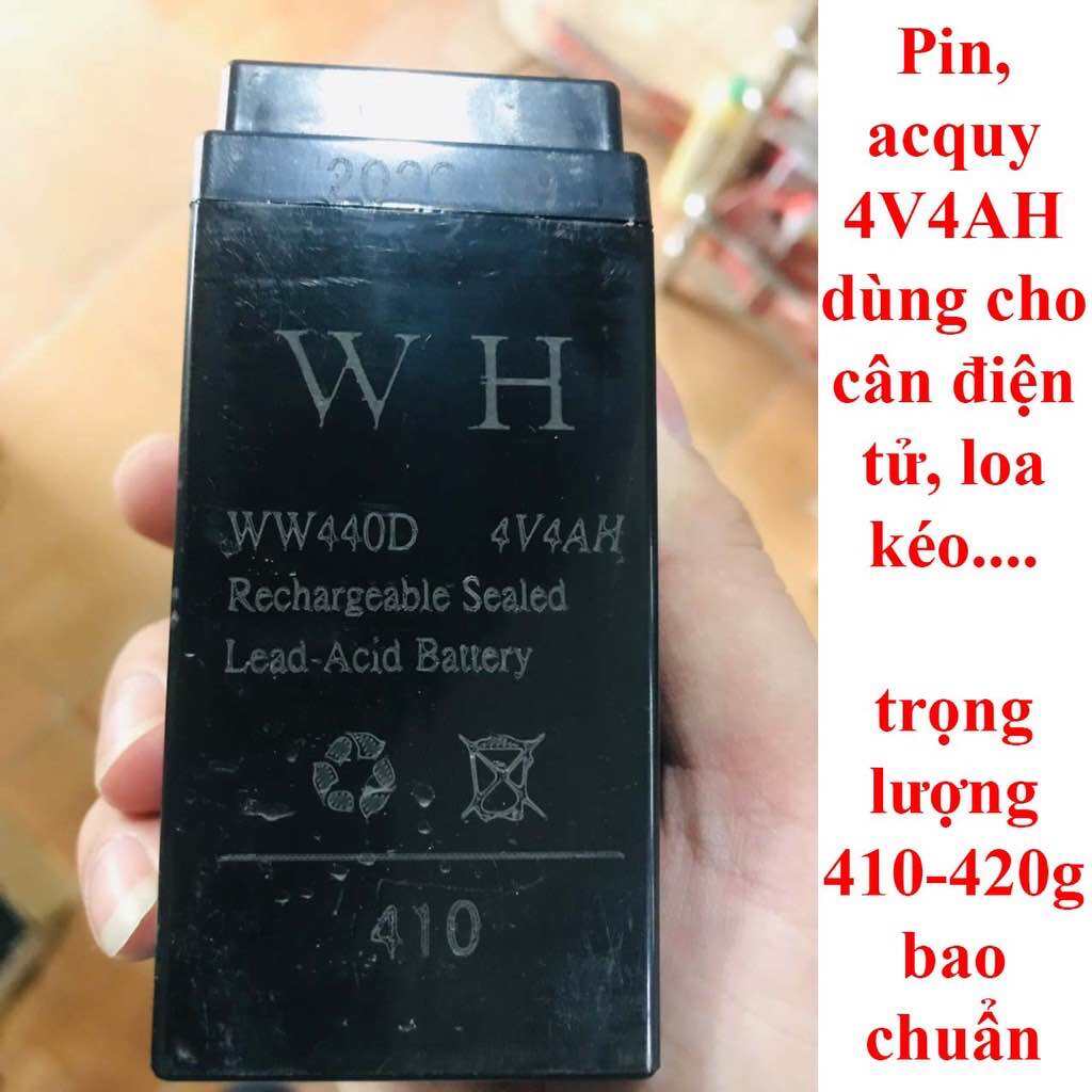 Ắc quy 4V 4AH cân nặng 410-420g. pin cân điện tử, ắc quy cân điện tử, pin loa kéo hàng bao chuẩn 4V4