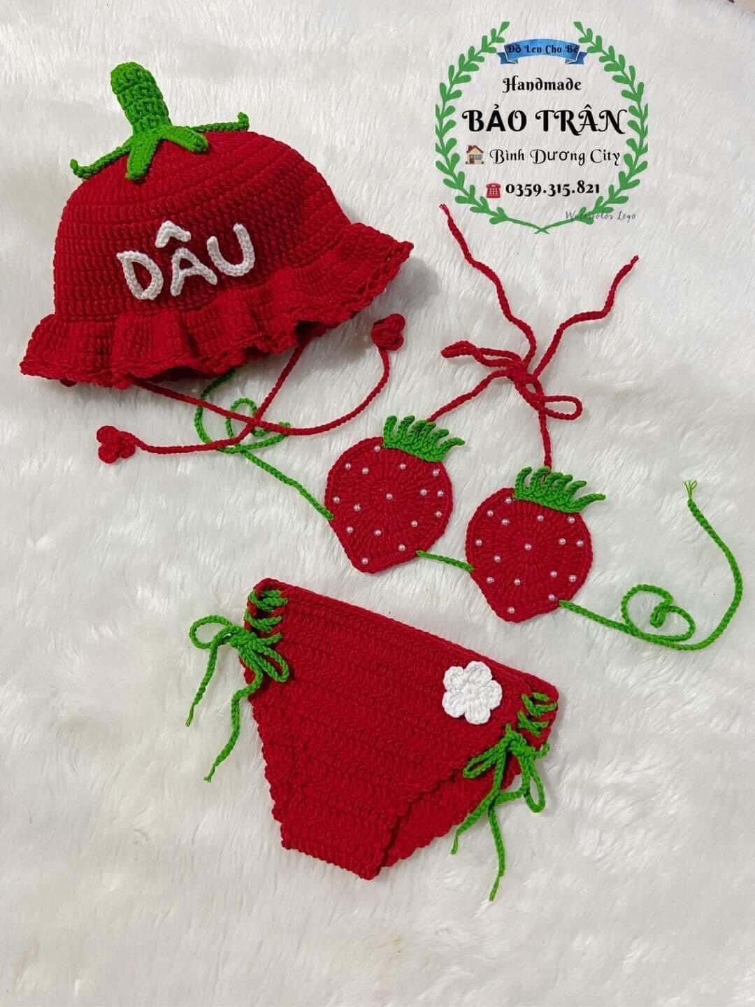 Set bikini kèm mũ và phụ kiện cho bé Handmade