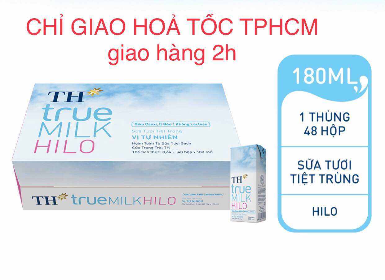 Thùng sữa tươi tách béo Hilo của TH truemilk 180ml (chỉ giao 2h tphcm)