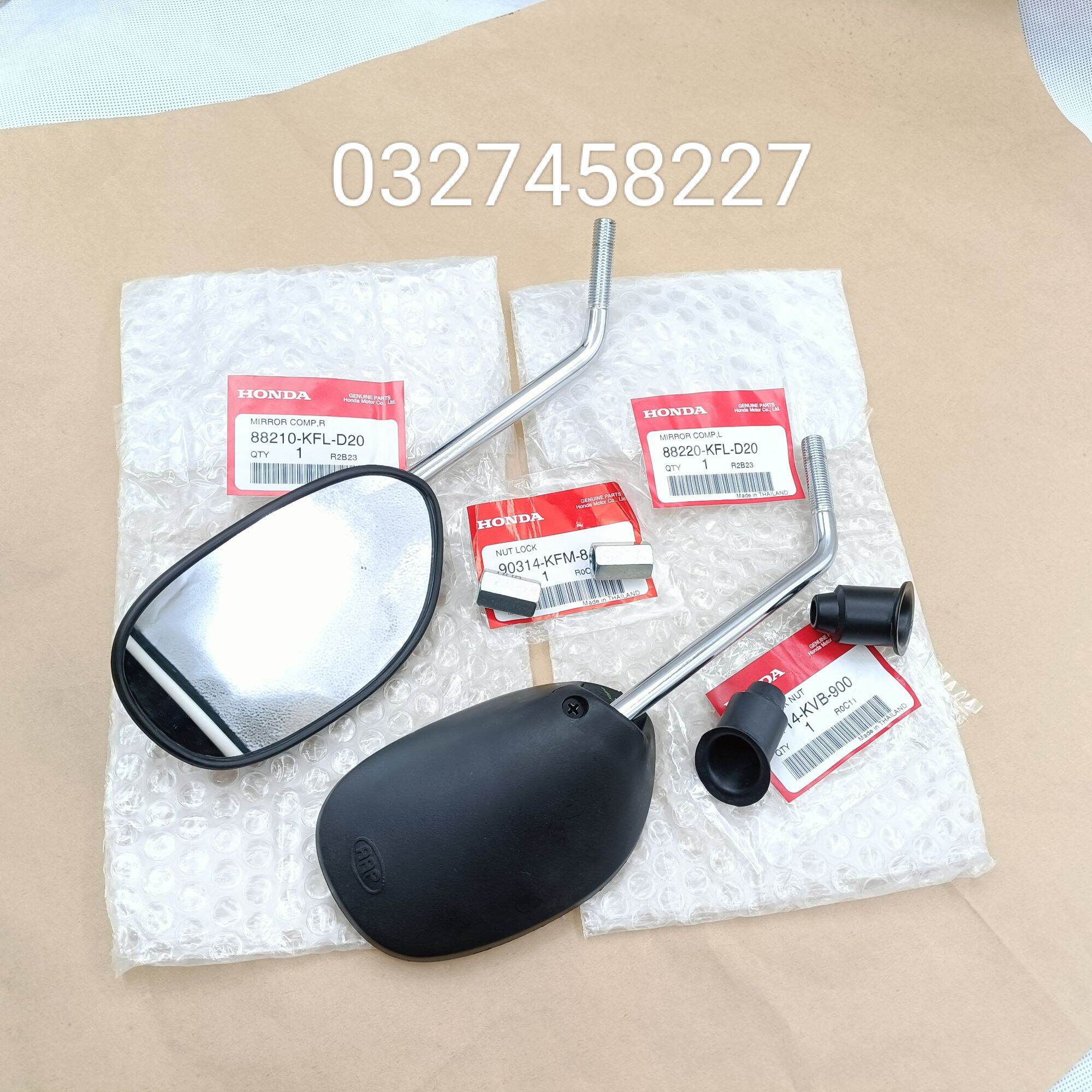 Cặp kính, gương chiếu hậu xe WAVE thái chân xi trắng zin Honda
