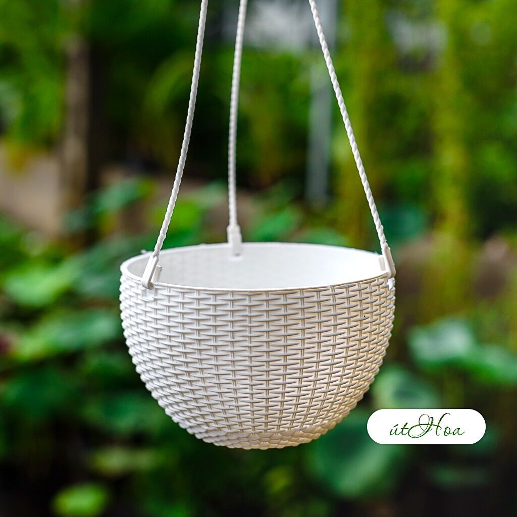 Combo 10 chậu treo mây lớn (19x13cm, chọn màu, có sẵn dây treo)