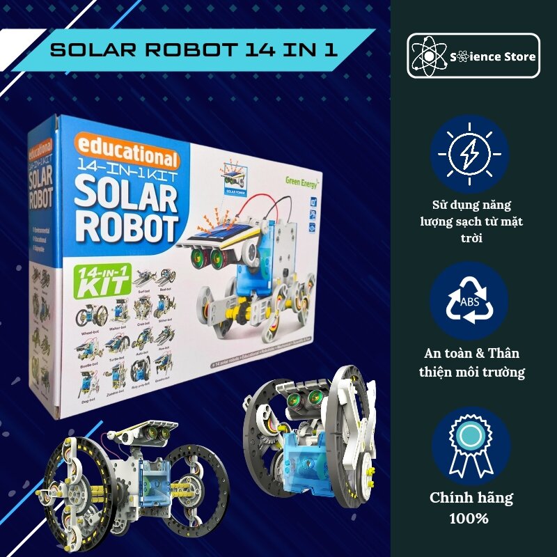 Đồ chơi giáo dục STEM bộ lắp ráp Robot năng lượng mặt trời 14 in 1