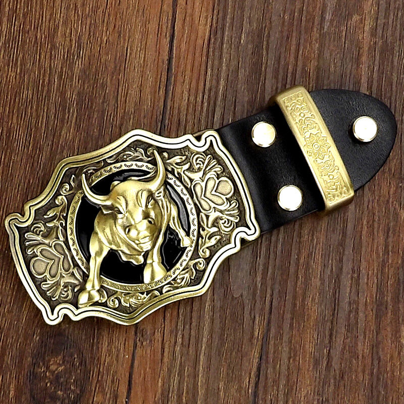 Fine Copper Belt Buckle Men's Top Grade Copper Cool BULL Bullish Belt Head Smooth Buckle Clip Clip