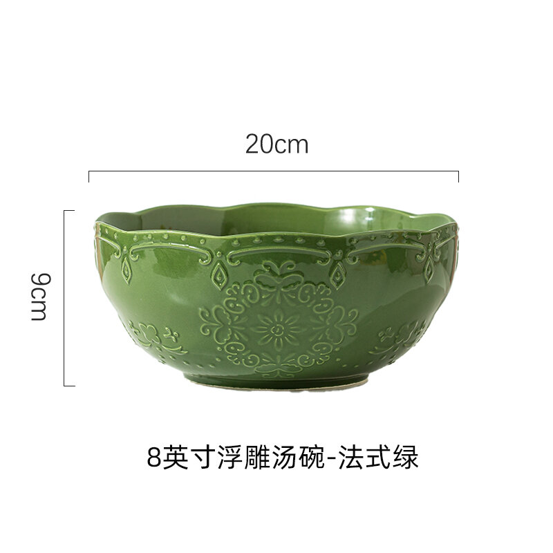 Đĩa bát gốm sứ khắc nổi tổ hợp gia dụng bát mì màu trơn đơn giản phong cách châu âu bát canh bát đĩa bộ đồ ăn bát đĩa bát đũa