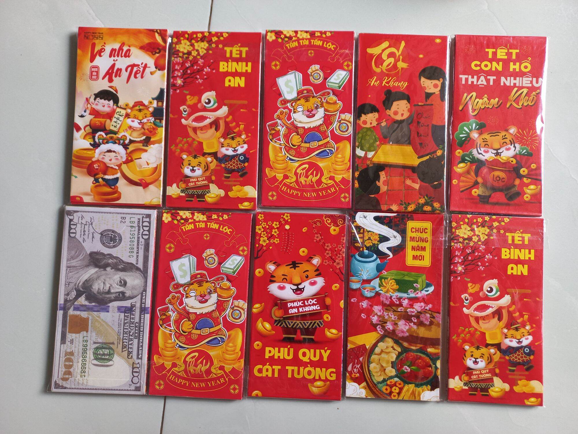 set 10 bao lì xì tết