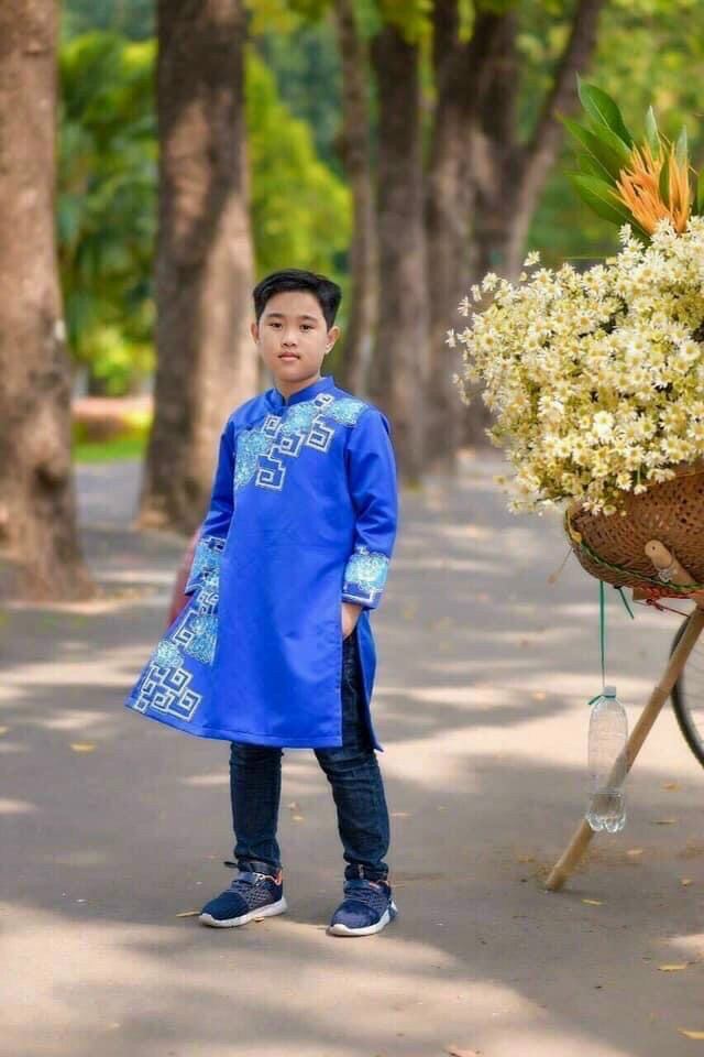 Áo dài bé trai/ Áo dài tết bé trai chất lụa mềm mịn mát size 7ky - 40ky