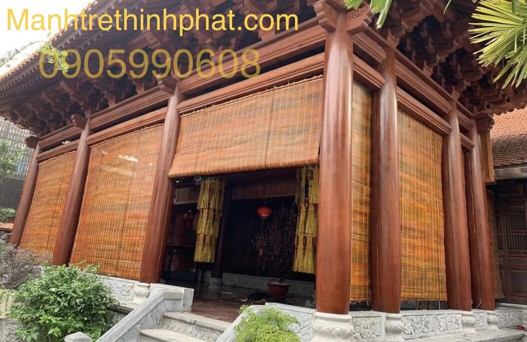 Mành tre nứa giá rẻ, mành tre trúc che nắng ngoài trời có dây kéo. Rèm che nắng mưa ngoài trời. Nhiều KT. Sỉ IB.