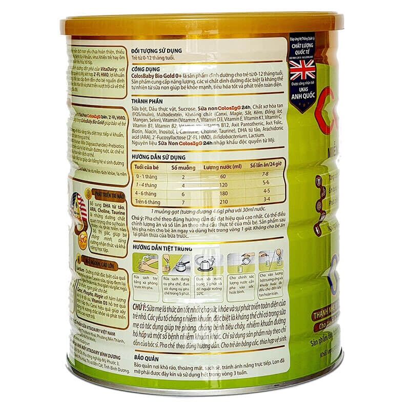 Sữa COLOSBABY BIO Số 0+ 800gr (Date mới nhất)