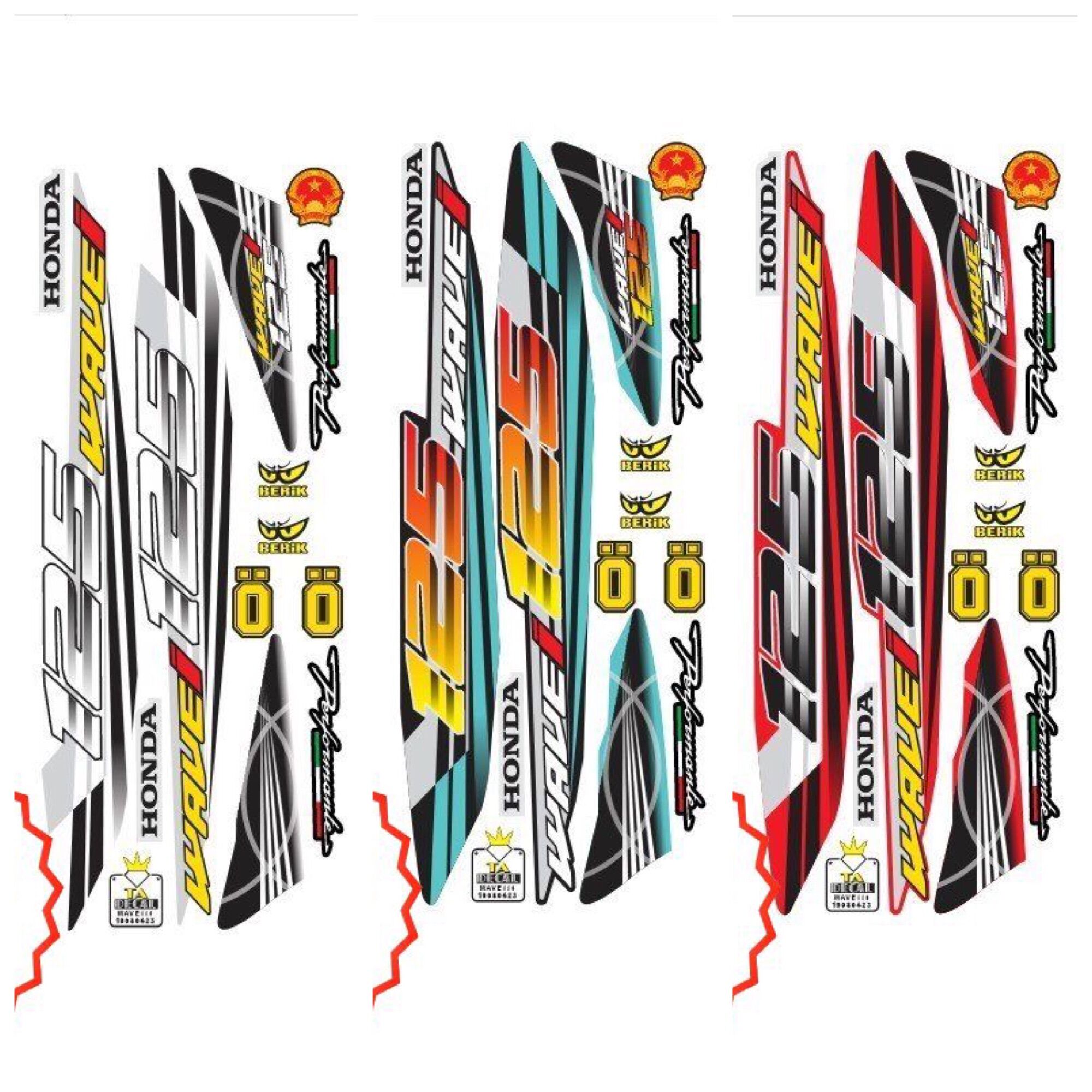 (Nhiều Màu) Tem rời xe wave 110 phong cách 125i,tem 3 lớp hàng cao cấp in tặng kèm nhiều hình dán nhỏ