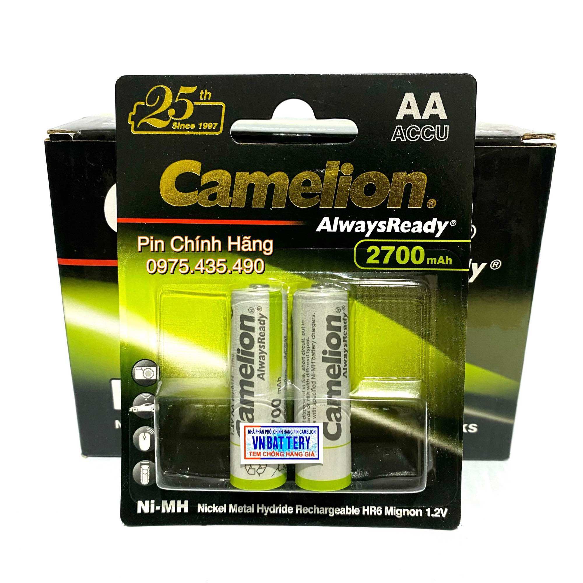 Pin sạc aa camelion 2700 mah lockbox chính hãng vỉ 2 viên