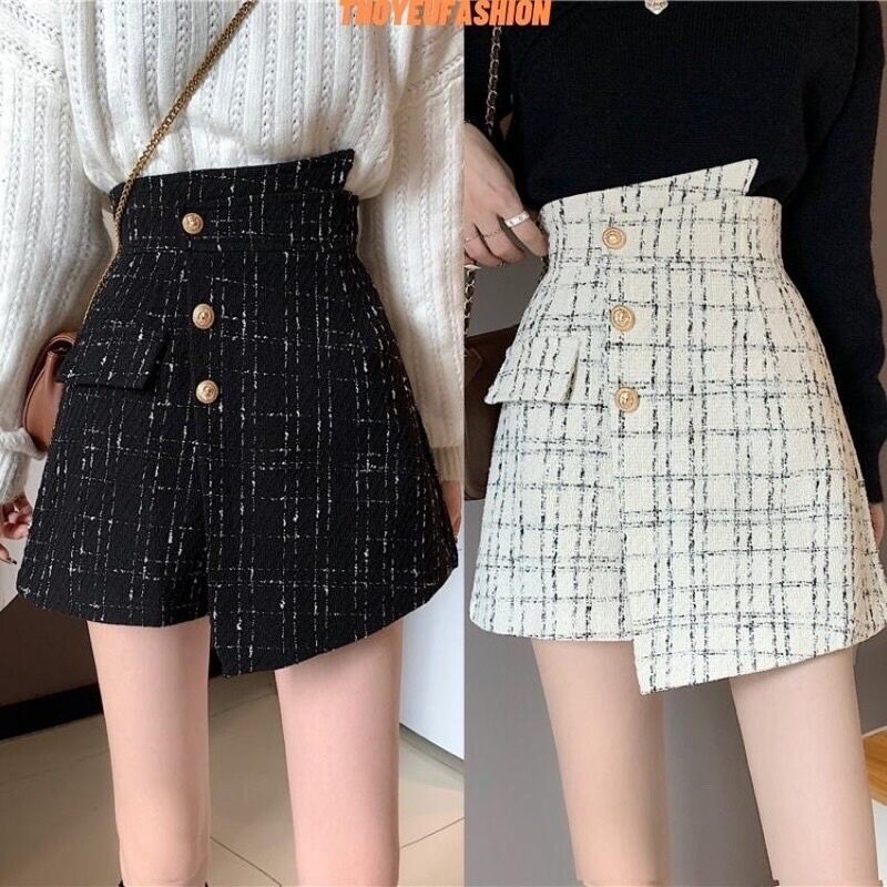Quần váy,quần váy dạ phối 3 cúc ngọc 675