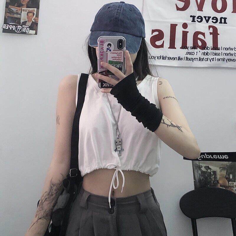 [HCM]Áo Thun 3 Lỗ Croptop Rút Dây Eo