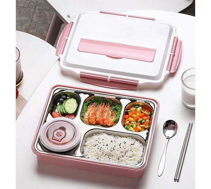 Hộp cơm văn phòng khay inox 5 ngăn