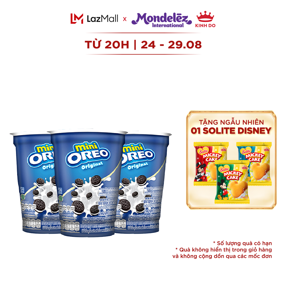 Bánh quy oreo mini vị vani, combo 3 ly x 61.3g