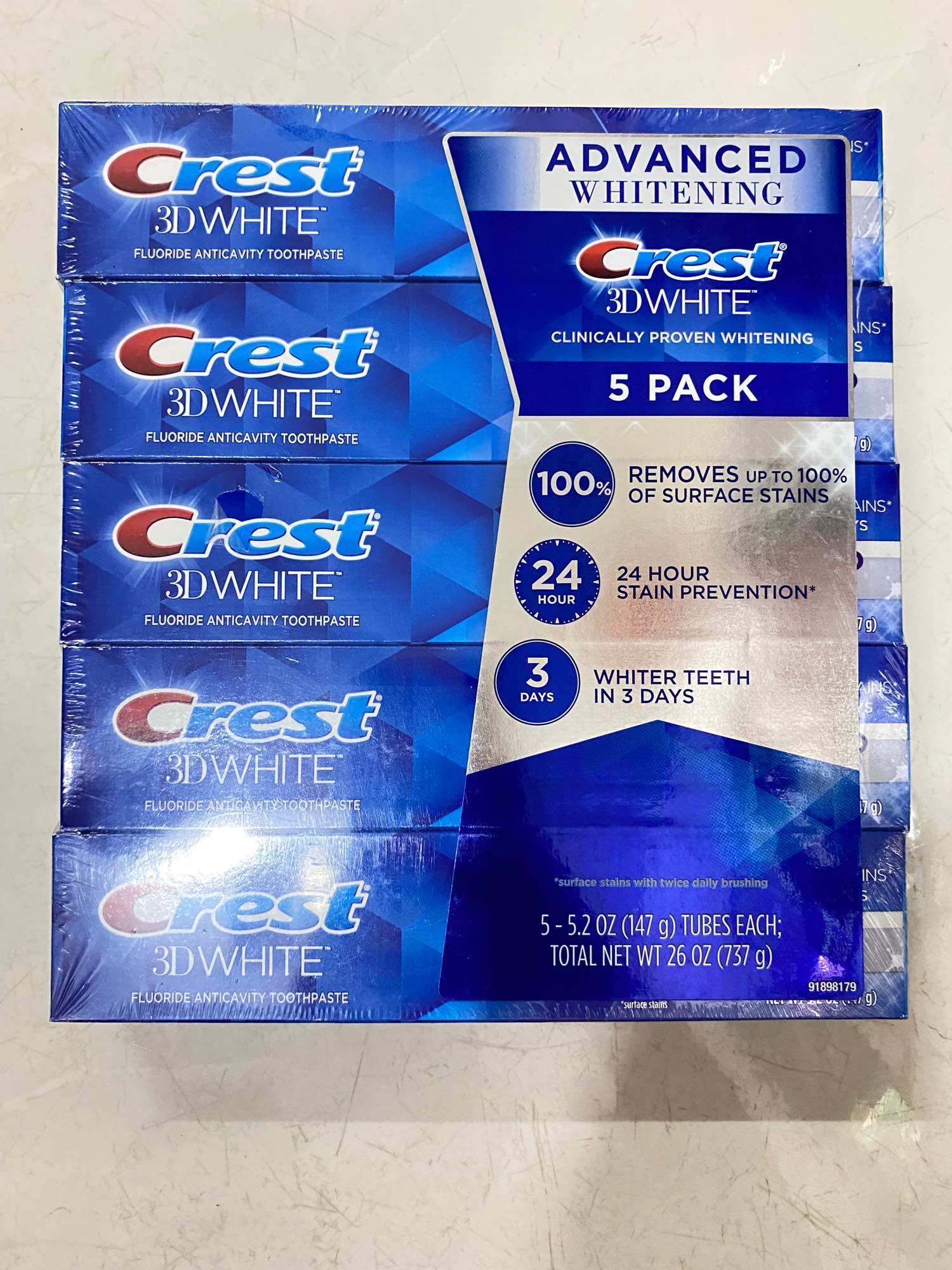 Kem Đánh Răng Crest xanh 3D White Advanced Whitening 147g