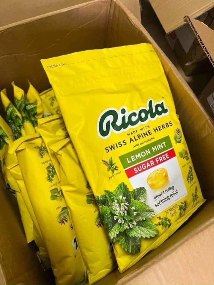 Kẹo Ngậm Chanh Bạc Hà Không Đường Ricola Lemon Mint Sugar Free 105 viên của Mỹ