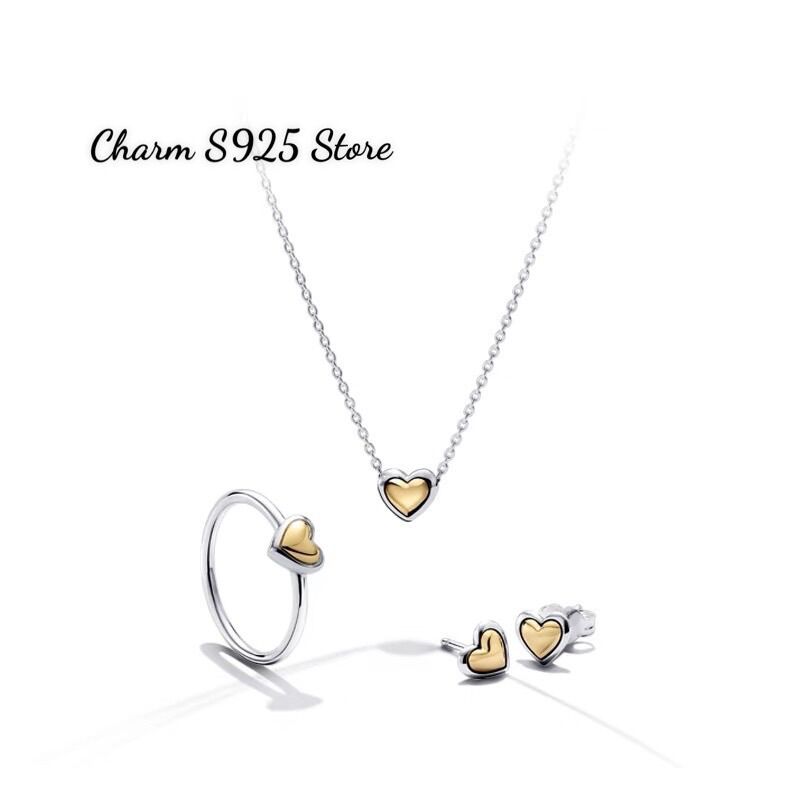 BÔNG TAI CHARM PAN TIM VÀNG TRẮNG BẠC S925