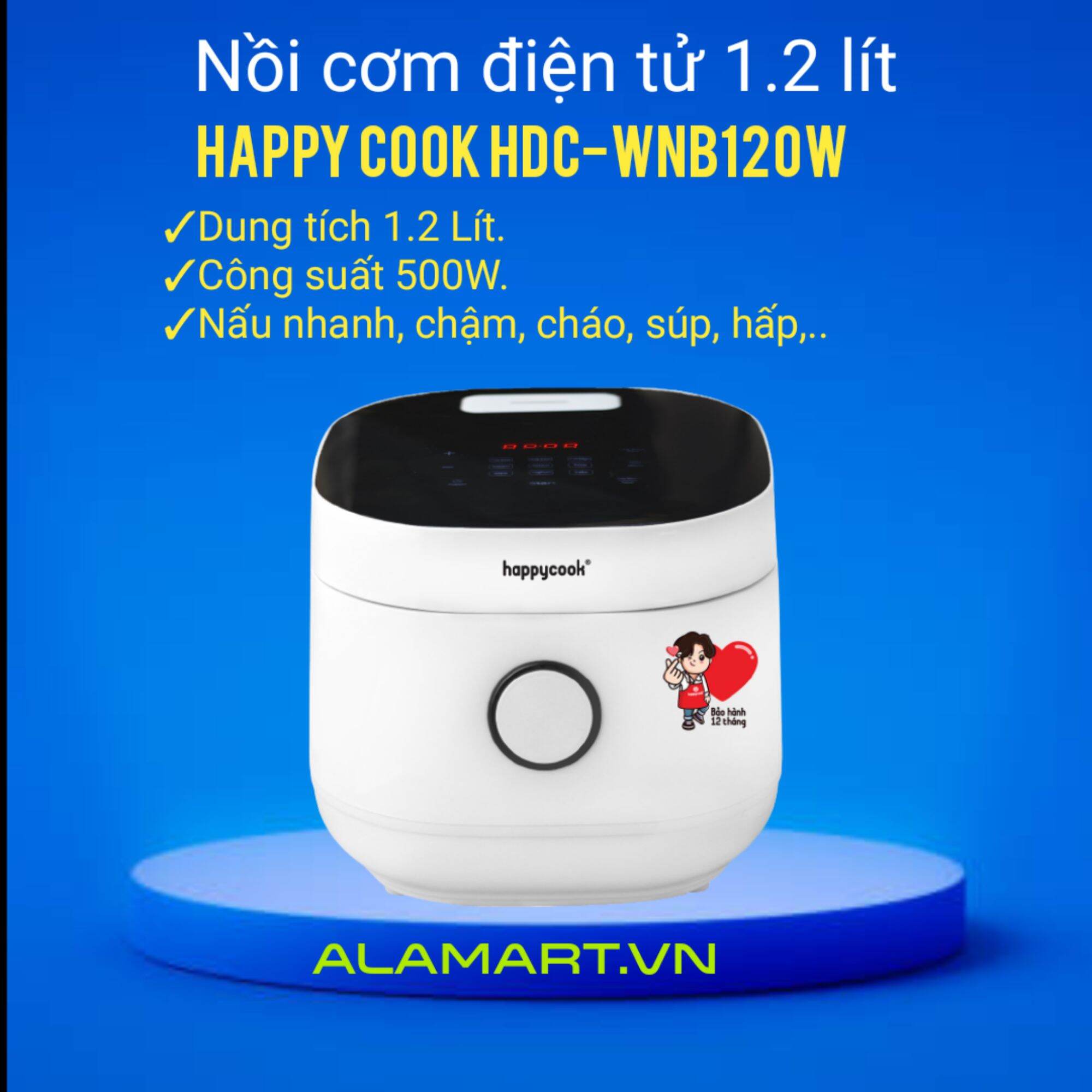 Nồi cơm điện happy cook 1.2 lít hdc-wnb120w