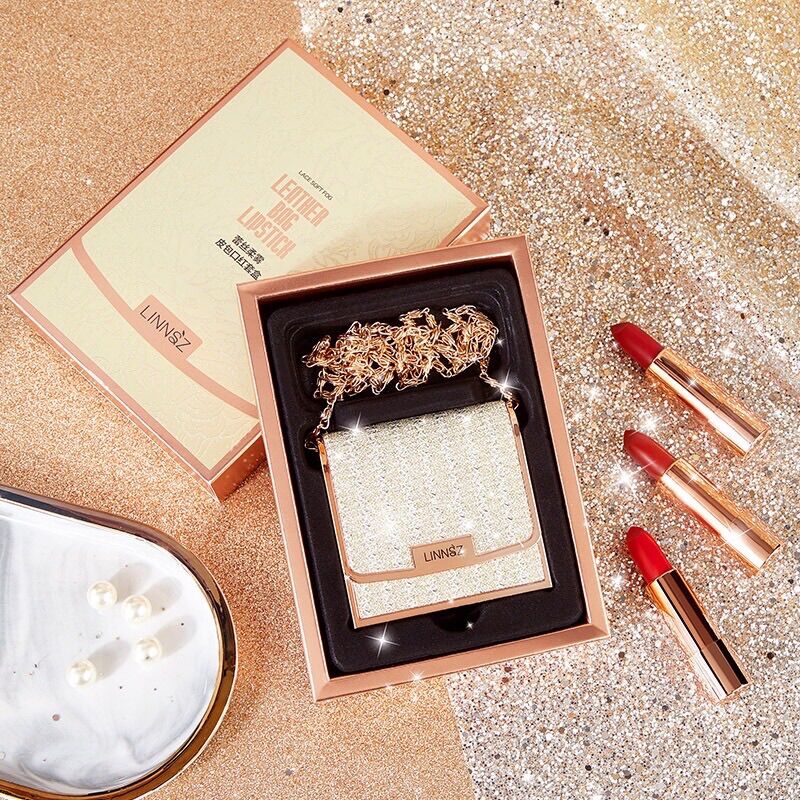 Set 3 Son Thỏi Matte Túi Xách Linnsz Khảm Đá NO.9213
