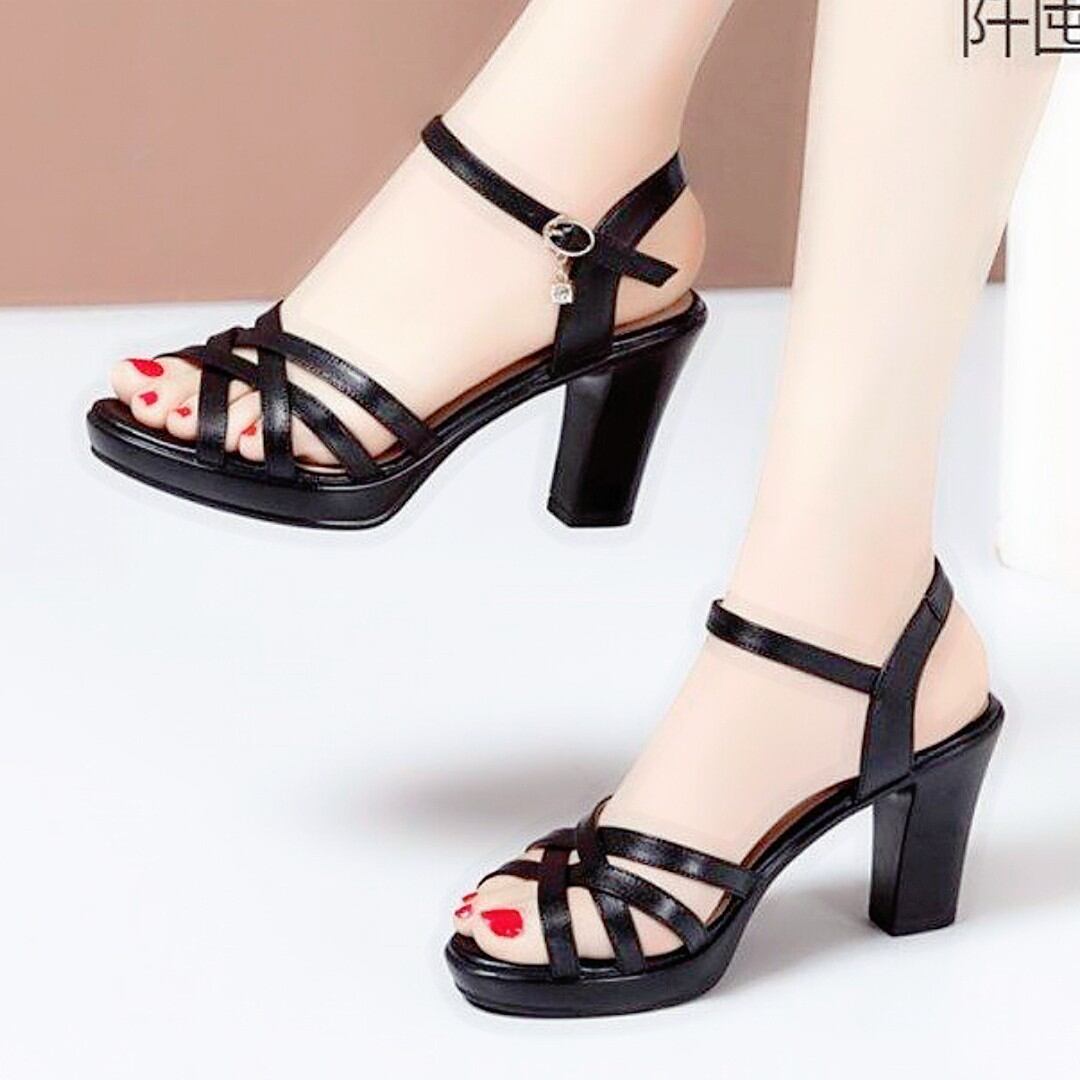 Giày sandan gót vuông quai đan GPSHOP ms03