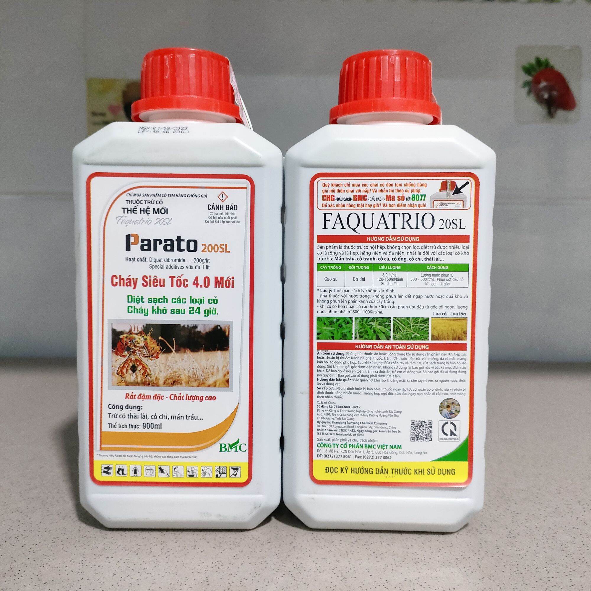 thuốc trừ cỏ thế hệ mới Faquatrio 20SL parato 200SL cháy siêu tốc 4.0 mới diệt sạch các loại cỏ cháy khô sau 24h công dụng: trừ cỏ thài lài, cỏ chỉ,mần trầu...