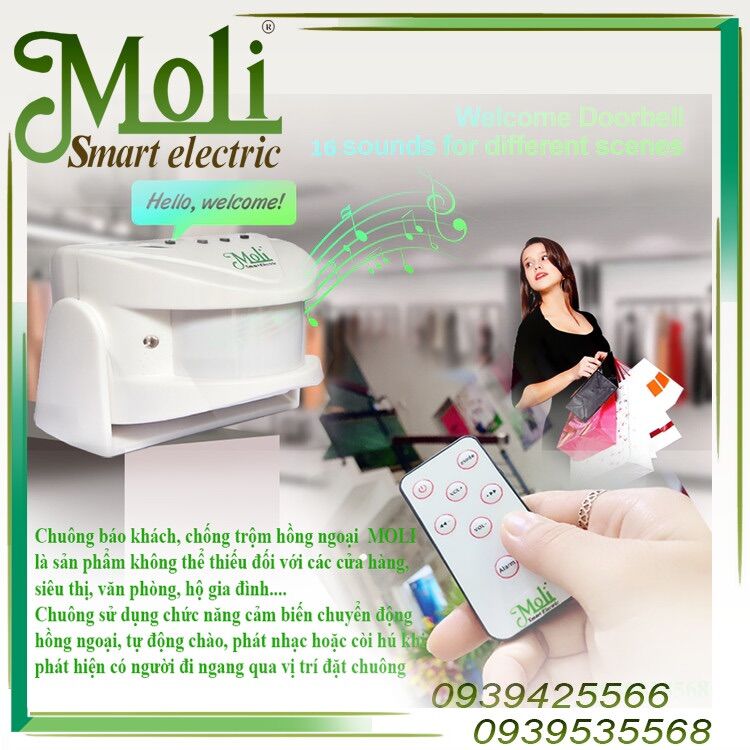 Chuông báo khách báo trộm hồng ngoại có remote
