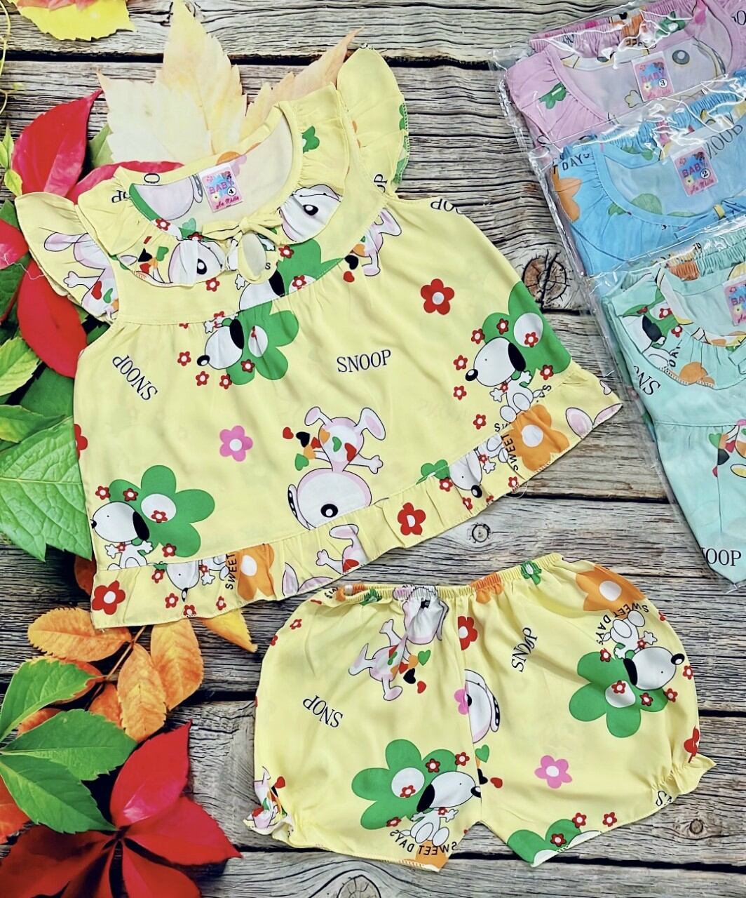 Set 3 bộ đồ tole-lanh cho bé gái 8-18kg