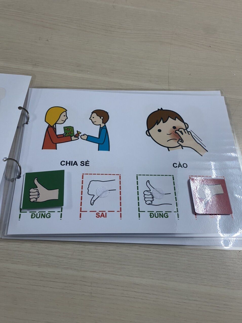 Học liệu bóc dán hành vi đúng sai