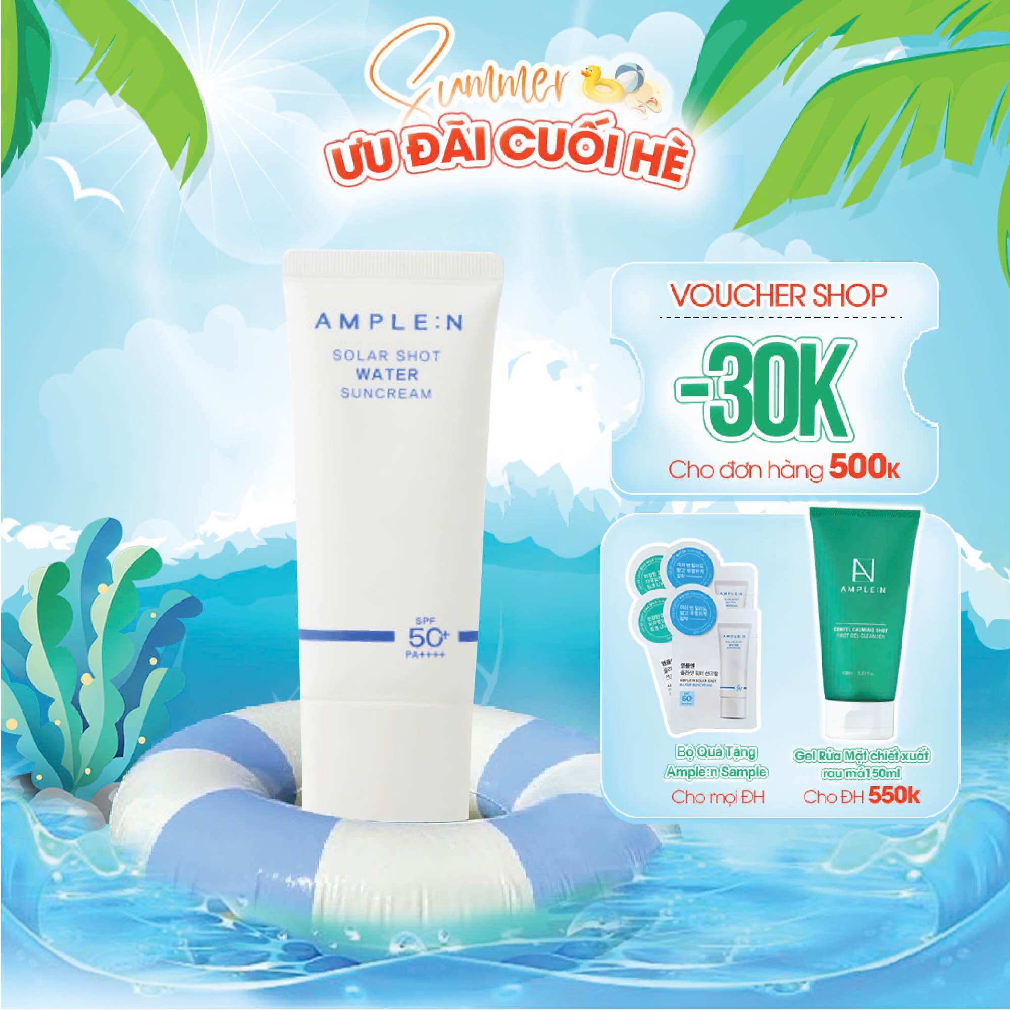 Kem chống nắng dưỡng ẩm ample:n solar shot water suncream 40ml