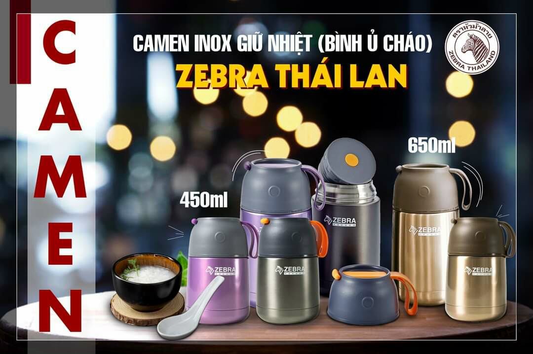 [HCM]CAMEN GIỮ NHIỆT ZEBRA 450ML - 123005