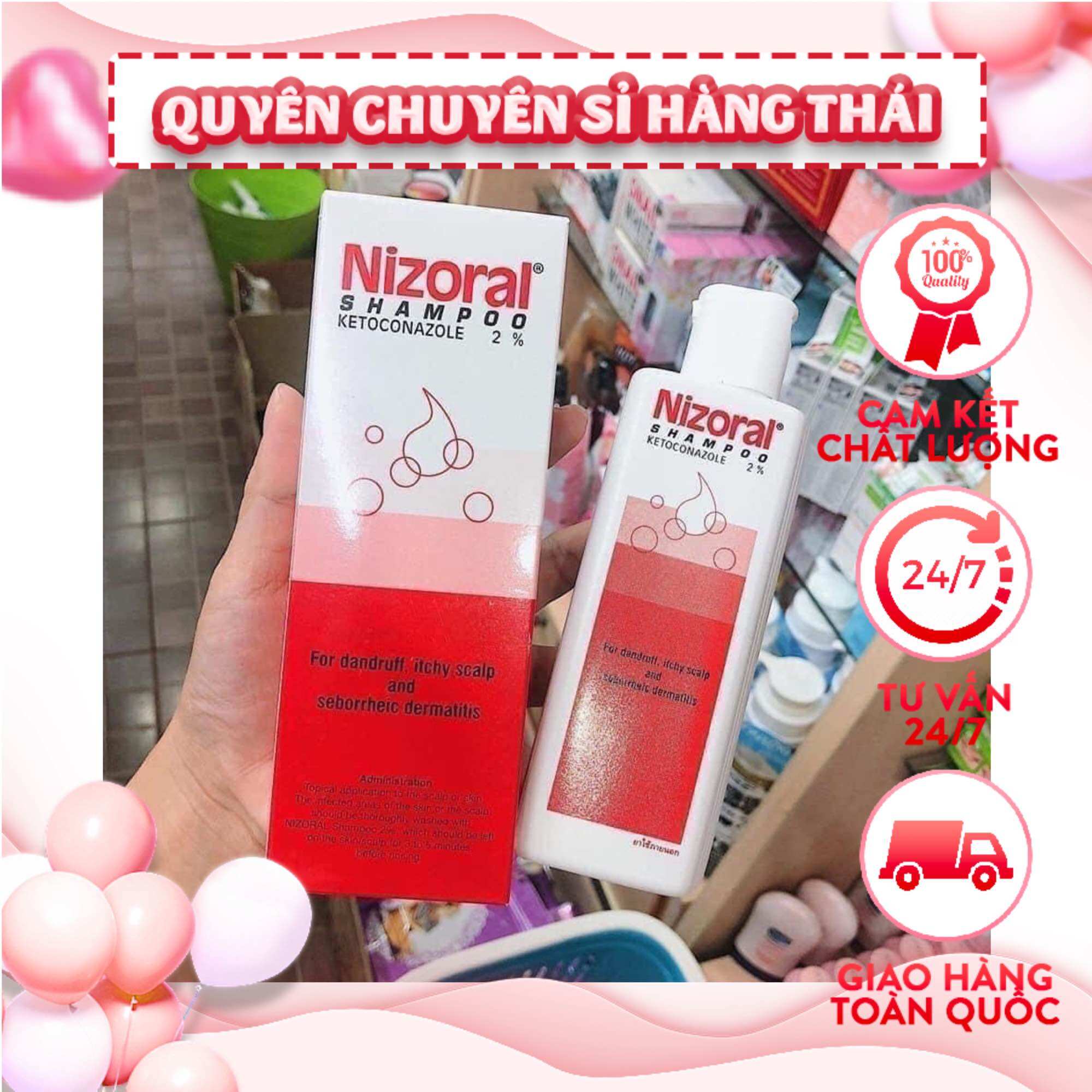 Dầu gội gàu nấm da đầu ni zoral 100ml thái lan