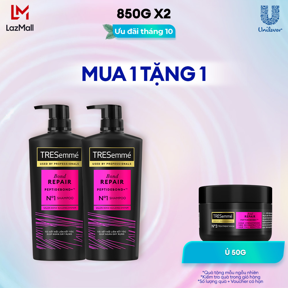 Combo 2 Dầu Gội TRESemmé Bond Repair Peptidebond Cho Tóc Hư Tổn Do Tạo Kiểu Giúp Ngăn Gãy Rụng