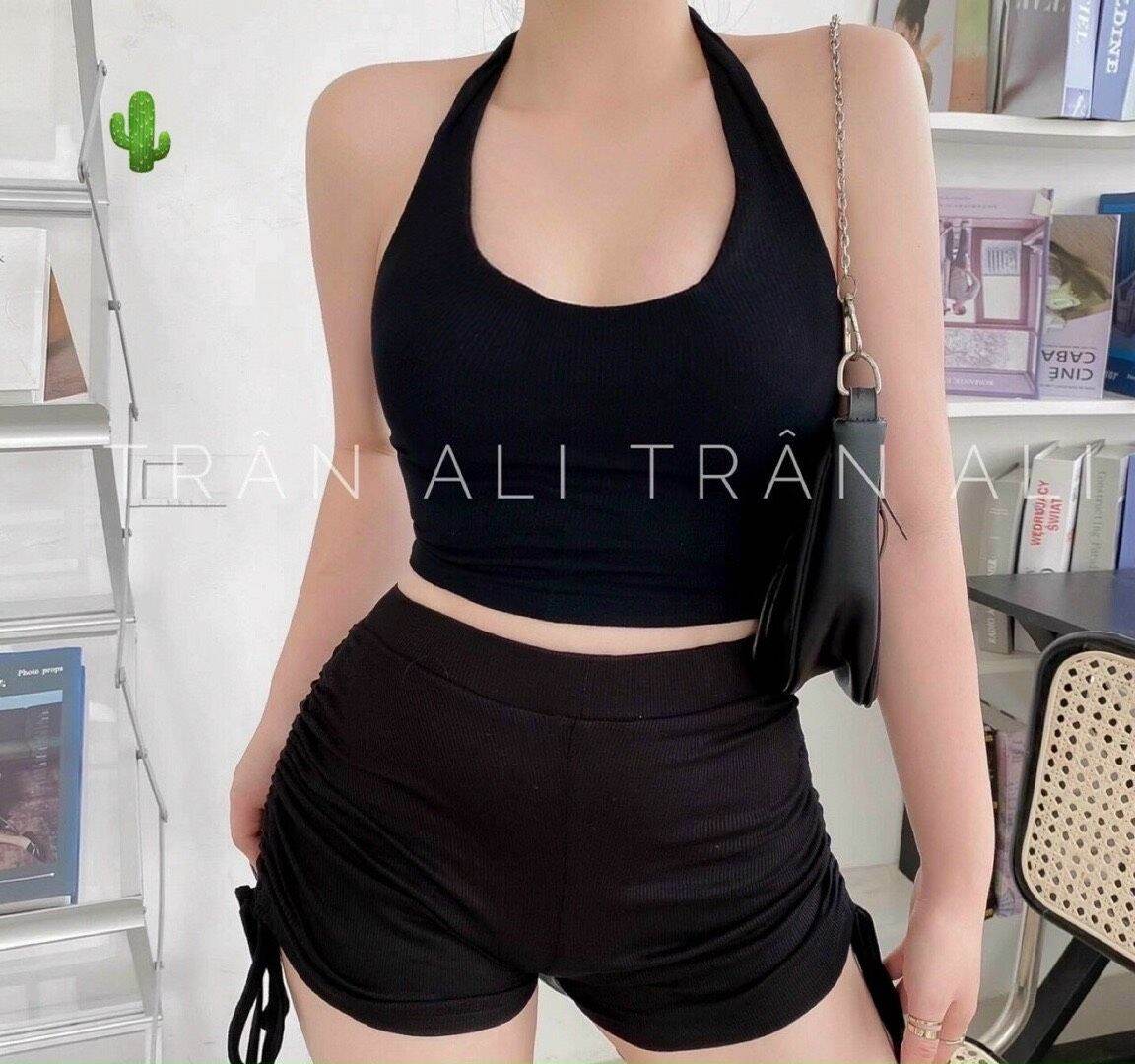 [HCM]Set áo yếm tròng cổ quần đùi rút dây
