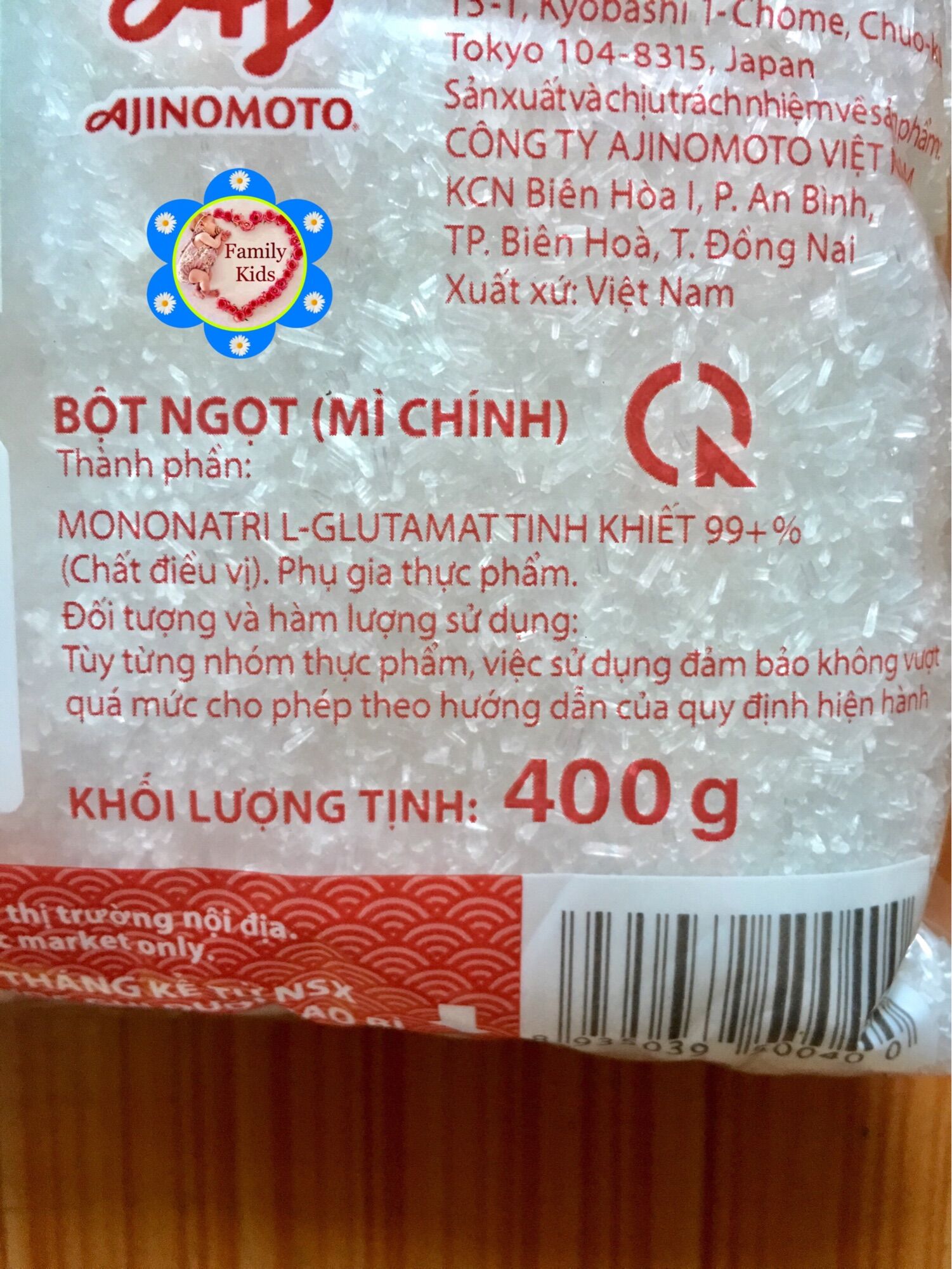 Bột ngọt Ajinomoto gói 400g hạt lớn
