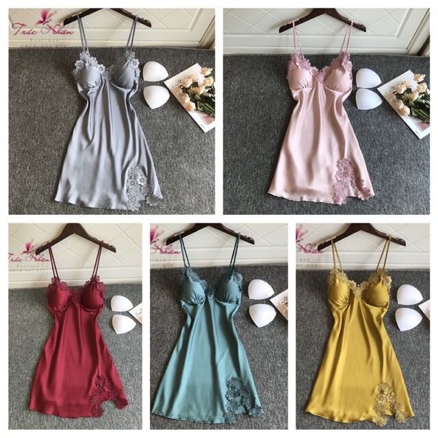 Váy ngủ lụa satin V01 - Hàng Quảng Châu cao cấp