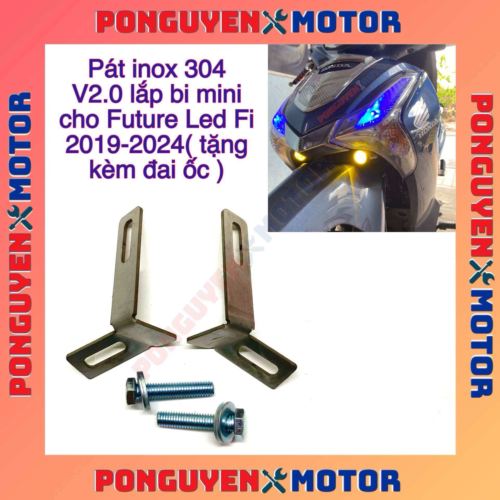 Pát inox lắp đèn bi mini cho Future Led 2019-2024