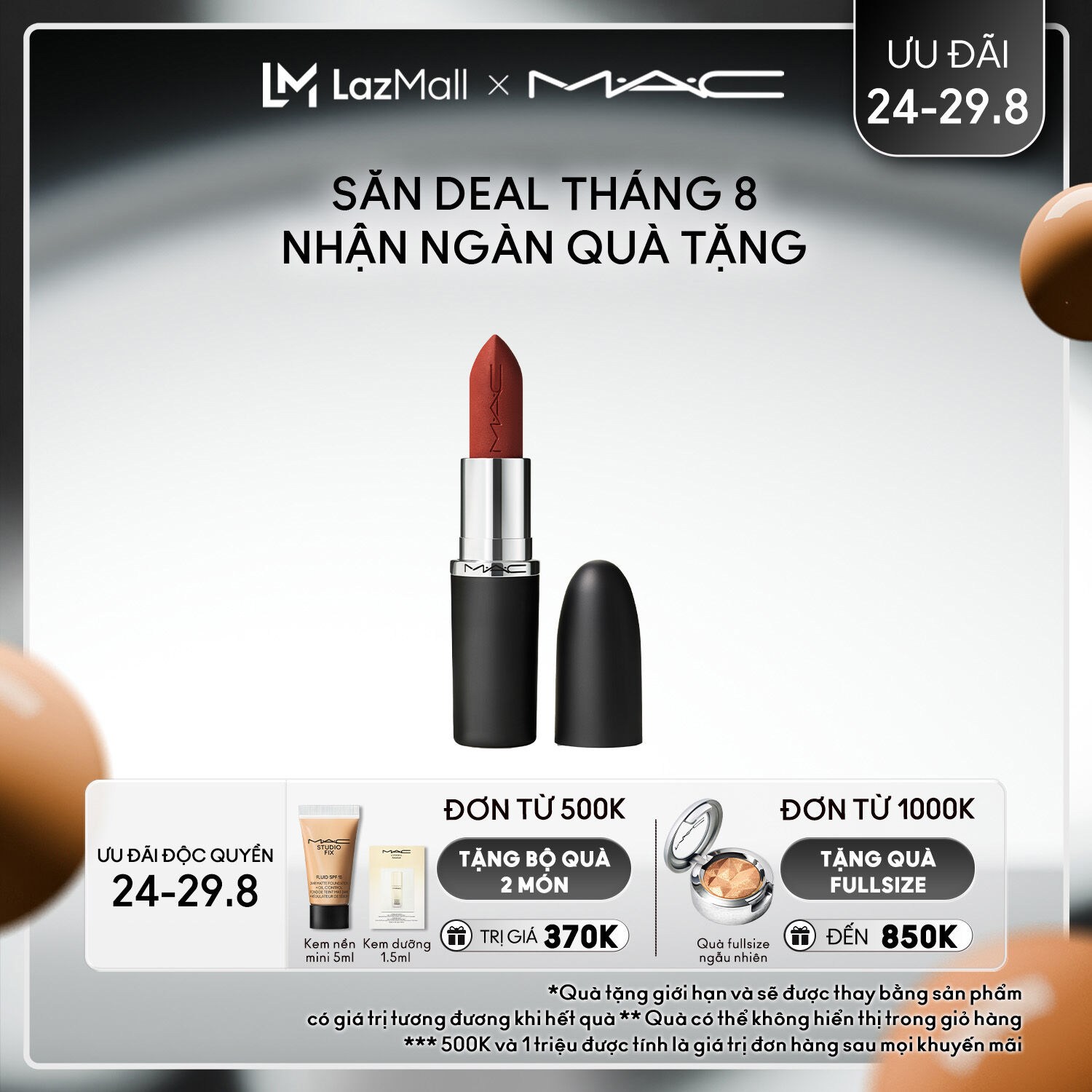 [ƯU ĐÃI 24-29.8] [MỚI] MAC MACXIMAL Matte Lipstick/ Son thỏi lì biểu tượng của M.A.C nay đã được cải tiến vượt trội, mang lại cảm giác thoải mái cho đôi môi với chất son mịn lì, cho đôi môi hoàn hảo - sản phẩm trang điểm mịn lì