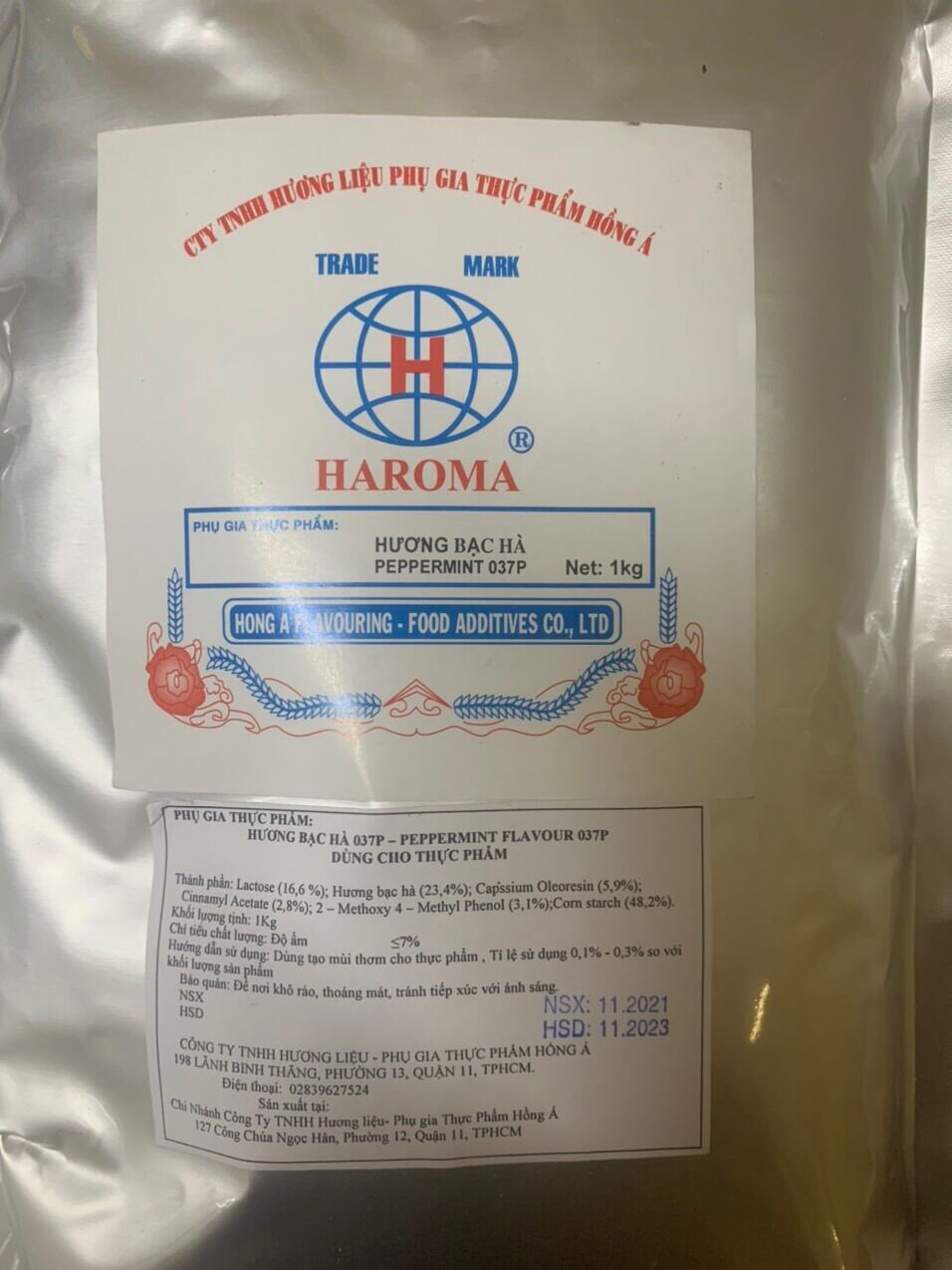Hương bạc hà dạng bột 1kg- dùng trong thực phẩm, tạo hương bạc hà cho sản phẩm