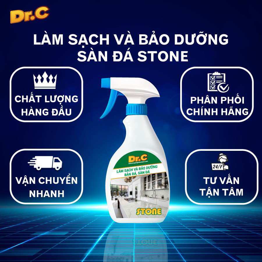Tẩy rửa bàn đá, tẩy sàn đá, tẩy tường sơn chai dr.c stone